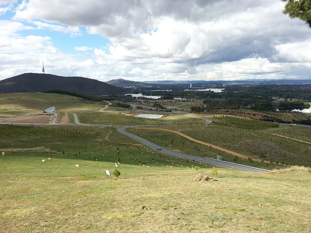 National Arboretum Canberra, view from Dairy Farmers Hill.